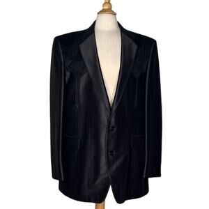 Circle S Dallas Texas Western Suit Blazer Jacket Cowboy Striped Textured Coat